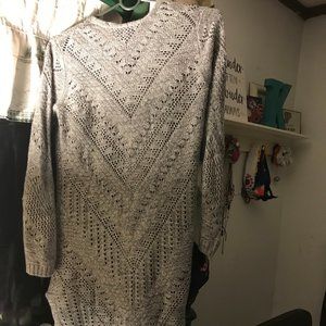 Grey long three-quarter length cardigan